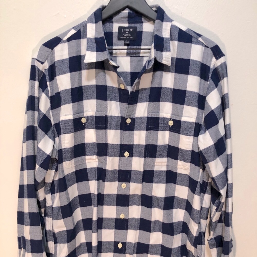 Jcrew men’s button up flannel shirt.